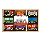 Melissa & Doug Wooden Train Cars 8 Piece Set , Magnetic...